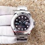 Copy Yacht Master Dark Rhodium Rolex Dial Stainless Steel Watch